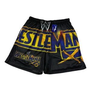 WWE x Chalk Line Men's Size XL Black WrestleMania X8 Graphic Shorts NWT
